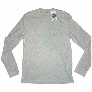 Topman Men's Gray Mock Neck Long Sleeve Shirt